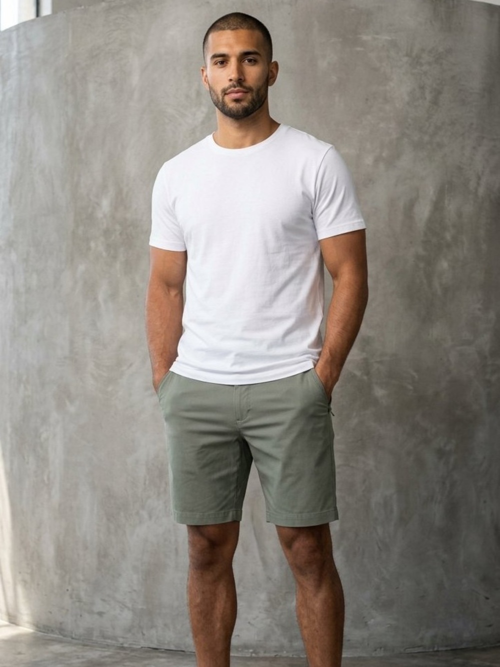 lululemon athletica Men's Olive Green Stretch Flat-Front Shorts